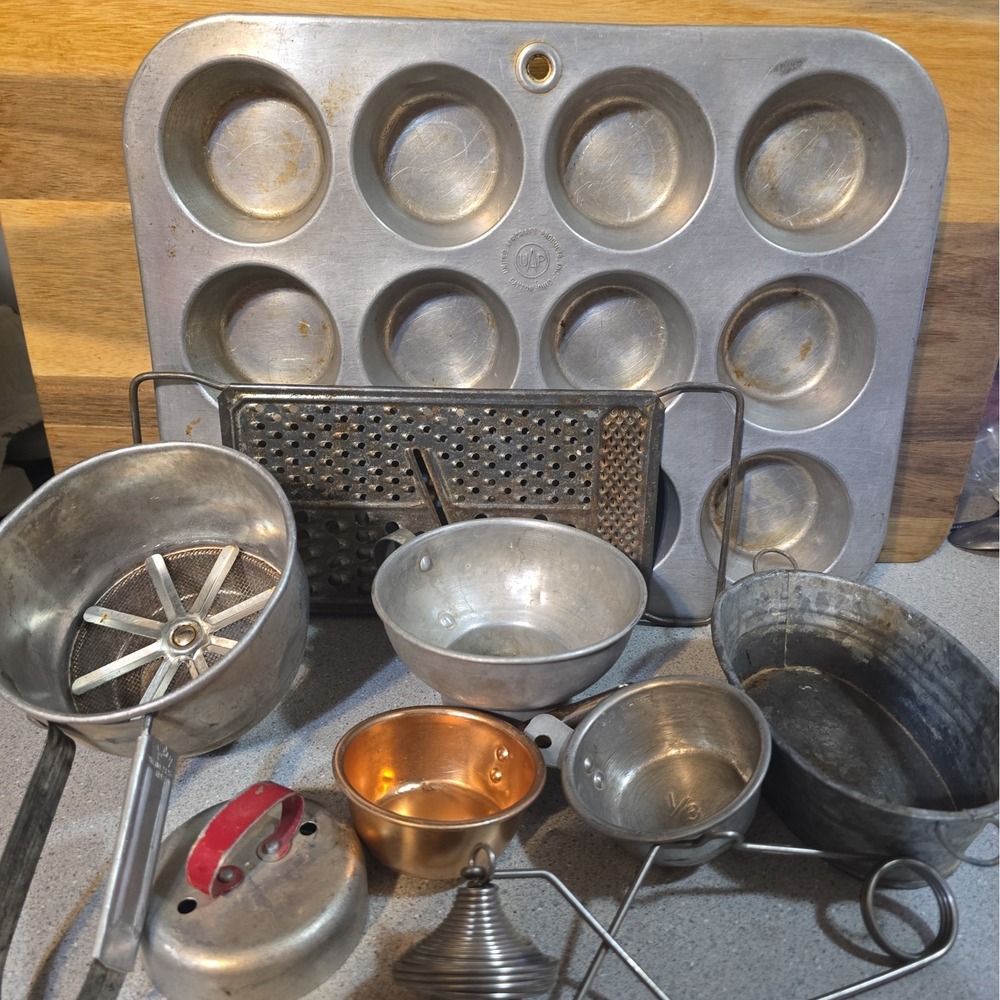 Large Lot of Antique Metal Kitchen Utensils Tools Gadgets Vintage - Set of 9